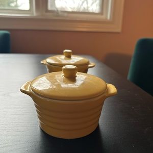 Sur La Table Set Of 2 Mini Stoneware Cocottes Oven To Table Bakeware (Yellow)